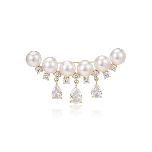 Image of Gold Crystal Flower Wreath Brooches for Womne Elegant Rhinestone Pearl Floral Brooch Pins Fashion Jewelry Brooch pin Accessories for Women Gift