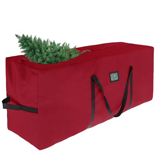Christmas Tree Storage Bag Fits up to 7 ft Artificial Trees, 600D Oxford Cloth Heavy-Duty Xmas Tree Bag, Durable Reinforced Handles & Zipper Large Storage Container for Trees and Decorations Red