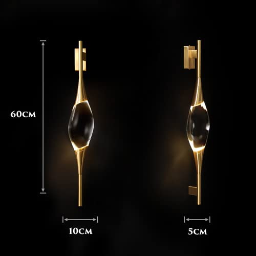 Jadssox Teardrop Crystal Wall Light Postmodern Copper Wall Sconce 7W Led Wall Mounted Lamp, Home Decor Lighting Fixture Indoor Wall Sconces For Living Room Bedroom Bedside #TOP5