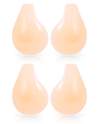 Falorda 2 Pairs Nipple Covers for Women Pasties Nipple Covers With Lift Seamless Reusable Pasty Sticky Adhesive Bras Breast Petals Nude M
