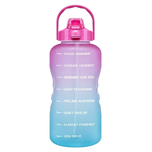 Venture Pal 1 Gallon Large Motivational Sports Water Bottle with Time Marker & Straw, Leakproof BPA Free Reusable Fitness Water Jug for Gym,Work and Outdoor Sports-Ombre Fuschia Green