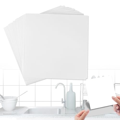 Azulejos Adhesivos Cocina 15 x 15 cm, Baldosas Adhesivas Pared 48 Unidades, Azulejos Adhesivos Baño Blanco, Vinilos para Baño, Trasera de Cocina, Resistente Vinilos