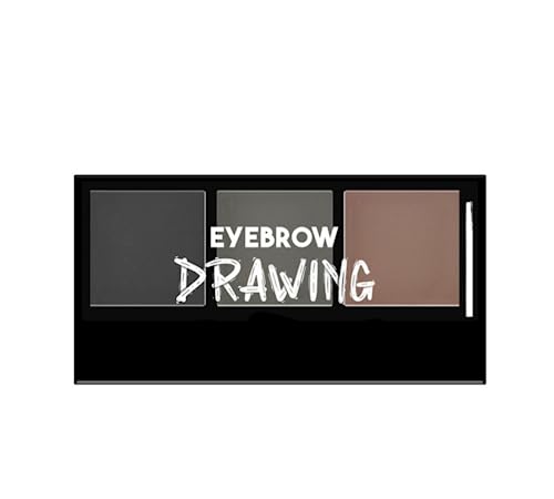 Image of Muphin Eyebrow Drawing Palette 3 Shades With 1 Applicator Brush, Waterproof Non-Transfer Smudgeproof Eyebrow Palette Eyebrow Kit to Shape, Filling and Outlining (Dark Grey, Carbon Grey, Brownish Grey)