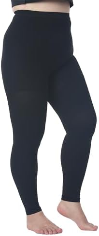 Plus Size 4XL Compression Pantyhose for Women & Men, 15-20 mmHg Graduated Compression Leggings, Opaque Footless Waist High Compression Stockings for Edema, Varicose Veins, Post Surgery,Black - 5