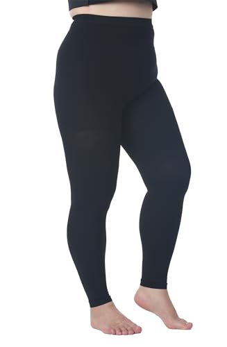 plus size 5xl medical compression pantyhose for women amp men 20-30 mmhg graduated compression leggings opaque footless waist high compression stockings for edema varicose veins flight dvt black