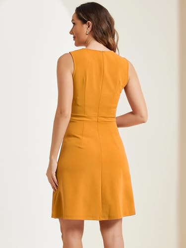 Image of Allegra K Women's Work Dress Round Neck Solid Color Sleeveless A-Line Business Casual Office Dresses