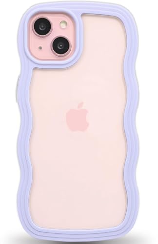 Image of Back Cover for iPhone 13, Cute Curly Wave Case, Shock Proof, Grip, Soft TPU & Girls Stylish, Camera Bump Protector for iPhone 13 (Purple)