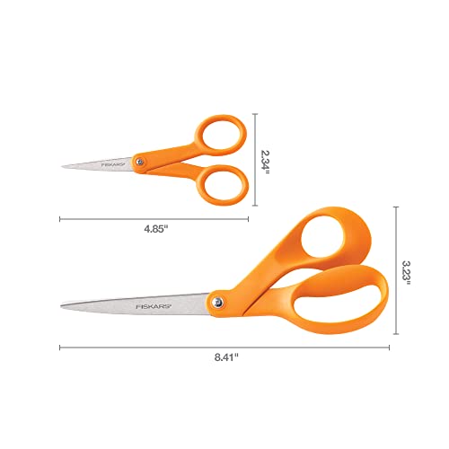 Fiskars 67517197J Original Orange-Handled Scissors 8 Inch And 5 Inch, 2-Piece Set, Orange #TOP20
