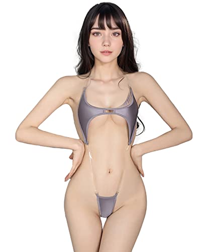 HiSexy One Piece Slingshot Swimsuit for Women Sexy Open Back Monokini Bikini Halter Adjustable Straps Swimwear Bathing Suit