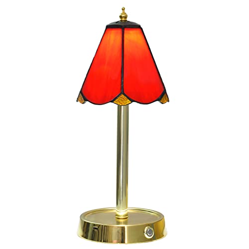 Lampes de bureau en vitrail rouge 5W port USB pour chambre à coucher
