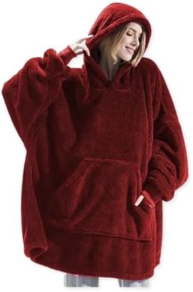 Winter Oversized Fleece Hooded Blanket (BLUE)