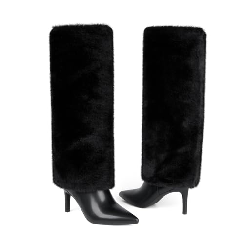 Image of VIUGJNEX Fold Over Boots for Women Fall Tall Knee High Boots