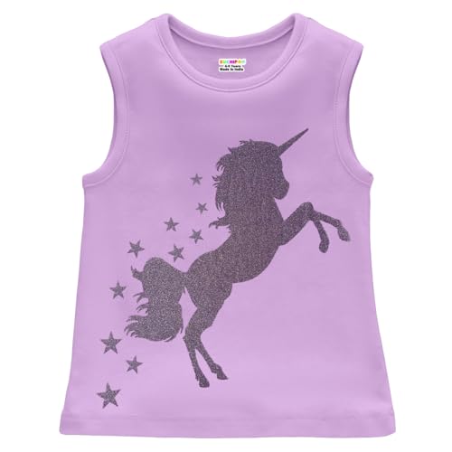 Image of Kuchipoo Girls Sleeveless Regular Fit Cotton T-Shirt