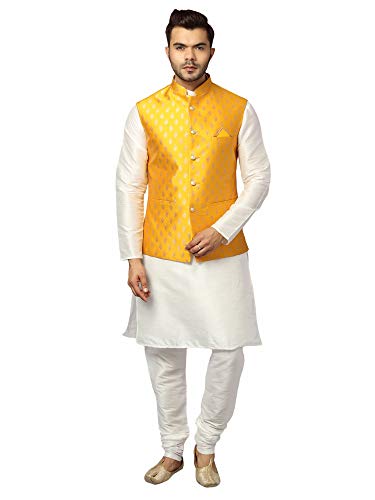 Image of Uri and MacKenzie Men's Silk Blend Kurta Pajama with Designer Ethnic Nehru Jacket /Modi Jacket