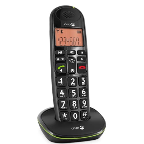 Doro PhoneEasy 100w Téléphone sans Fil DECT pour Seniors avec Grandes Touches et Son Amplifié (Noir X 1) [Version Française]