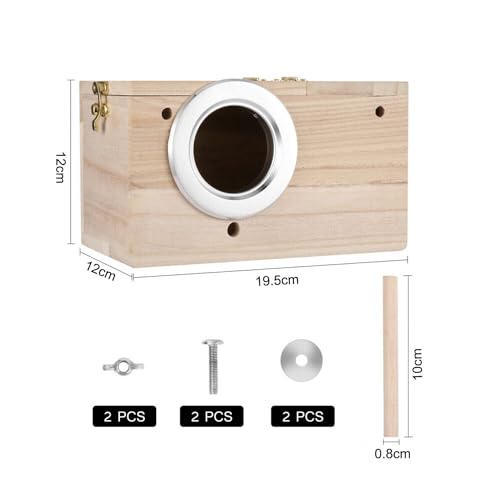 Image of 7.7 inch x4.7 inch Birds Nest Box Lovebird House Wood Parakeet Budgie Cockatiel Breeding Nest Box Cage Wood House for Finch Lovebirds Cockatiel Budgie Conure Parrot