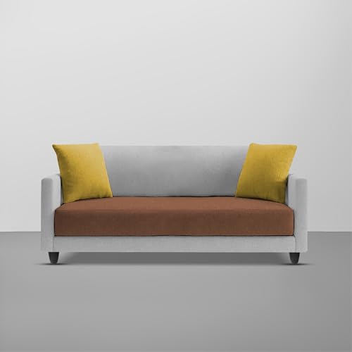 Image of Casaliving Dominic 2 Seater Sofa Set for Living Room (Brown Grey Fabric) Premium Fabric Sofa