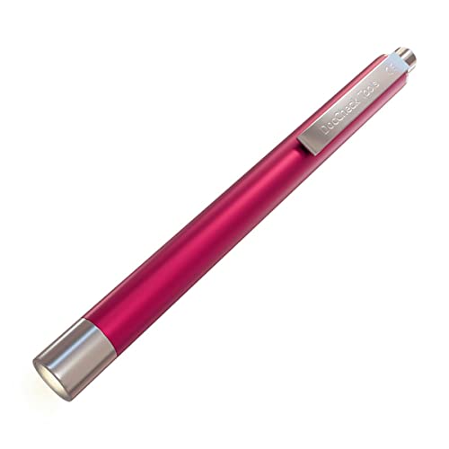 DocCheck LED-Diagnostikleuchte Blink – Helle LED, Verschiedene Farben, Robustes Metallgehäuse, Clip für festen Halt, Ideal für Ärzte und Pflegepersonal (Rubinrot)