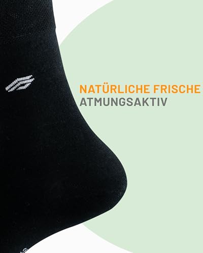 Bambussocken für Damen und Herren (43-46, Schwarz, 6er Pack)
