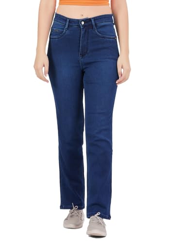 Image of FCK-3 Stretchable Denim High Rise Straight Fit Full Length Classic Jeans for Women