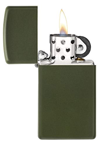Encendedor Zippo Slim Verde Mate de Bolsillo miniatura 3