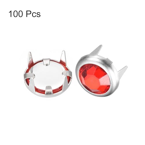 Rivets rouges à strass 8mm uxcell avec 4 griffes pour customiser le cuir - 4