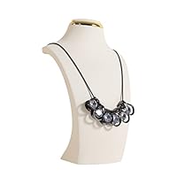 GemeShou Beige necklace display stands for selling, Velvet necklace storage organizer, Necklace mannequin jewelry bust holder for boutique store【Beige-Small height 21 cm】