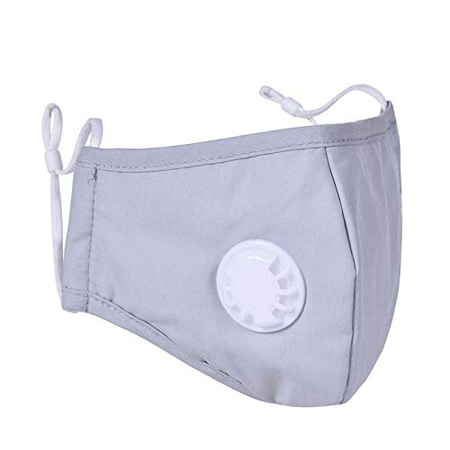 Mascarillas para hombre de tejido x10 cómodo, lavable, fijación ajustable, transpirable, válvula de moda, lote de 10 (gris)