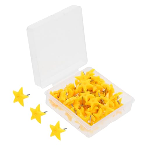 KALLORY 50 Piezas alfileres Lindo decoración de Oficina Alfileres Coloridos chinchetas Decorativas Tachuelas de Pulgar Suaves Pasador de Metal Tachuelas de Metal el plastico Yellow