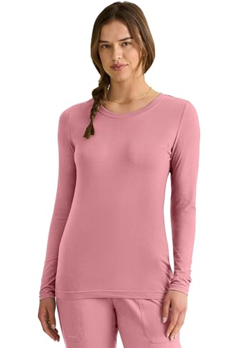 Image of Healing Hands Underscrub Long Sleeve Women Knits Scrub Tops | Soft Cotton Blend Knit, Breathable Stretch Comfort, Machine Wash, Easy Care Fabric, Ideal For Layering Under Scrubs
