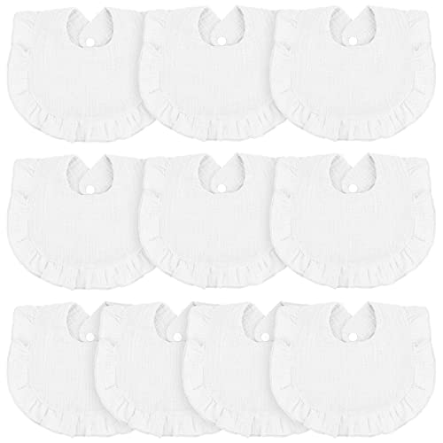 Image of Seematn 10 Pcs Baby Muslin Bibs Drool Bibs Bandana Ruffle Soft Cotton for Newborn Baby Infants Girl Teething Toddlers Boy