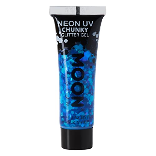 Moon Glow Gel de brillo grueso para rostro y cuerpo UV neón Azul
