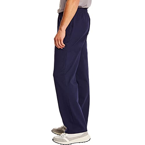 Image of Hanes Essentials Sweatpants, Men's Cotton Jersey Pants with Pockets, 33 inch, Navy, Large (Pack of 3)
