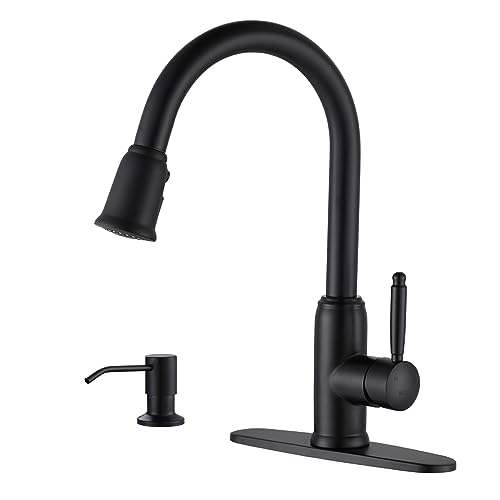WOWOW Black Kitchen Faucet with Soap Dispenser - 2/4 Hole