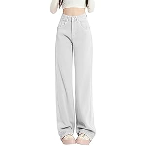 Eauptffy Damen Jeans Gerades Bein Hose