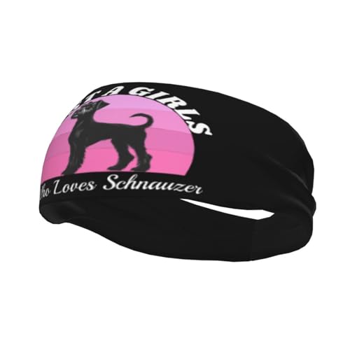 Just A Girls Who Loves Schnauzer Dog Adjustable Sports Headband Moisture Wicking Sweatband for Running Workout