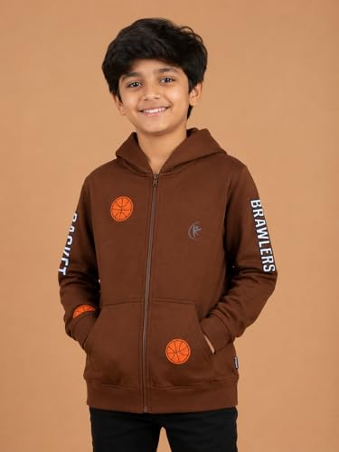 Image of Unisex Kids Solid Full Sleeve Zip Front Open Hooded Sweatshirt