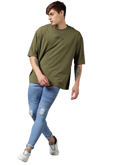 Image of URGEAR Men's Cotton Printed Drop Shoulder - Hip Hop - Down Shoulder- Baggy Loose fit- Stylish Oversized t Shirts for Men
