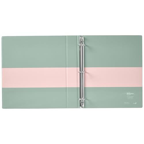 Image of Avery Two-Tone Durable View 3 Ring Binder, 1.5 Inch Slant Rings, Blush /Sage Binder (17234)