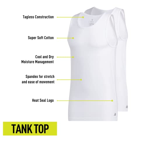 adidas Men's Tank Tops (2-Pack) – Stretch Cotton Undershirt, Soft Breathable Fitted Base Layer, White/White, Large2