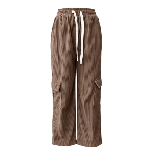 Womens Corduroy Pants Baggy Casual Wide Leg High Waist Cargo Pant Trousers - image 3