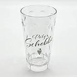 Pälzer Schobbe Dubbebecher aus Plastik 0,5 Liter (Aufdruck grün mit Weintrauben) - Pfälzer Dubbeglas aus Kunststoff (Polycarbonat)