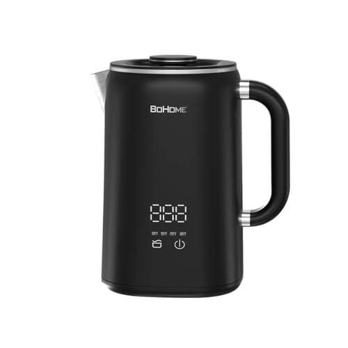 BOHOME Electric Kettle, 1.7L/1200W, Stainless Steel, Adjustable Temperature, Memory Function,