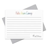 Personalized Summer Camp Note Card & Envelope Stationery Set for Children - Cute Kids Writing Set for Camp Notes Home, Sleepaway Camp Stationary for Boys or Girls (Rainbow)