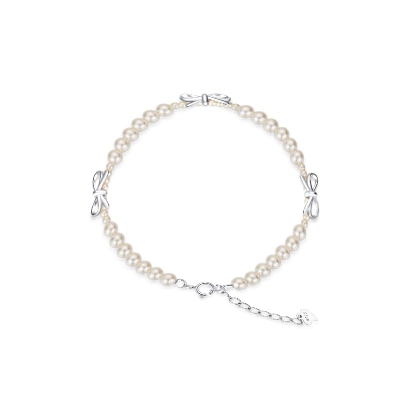 Bracelet perles argent 925 style coréen orné de perles rondes