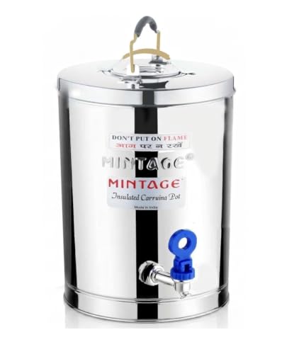 Image of Mintage Tea Container 5 Liters Desire Stainless Steel Insulated | Leakproof Durable | Lightweight | Storage Solution | Beverage Preservation | Teapot Dispenser Jar | Canteen Chai Kettle