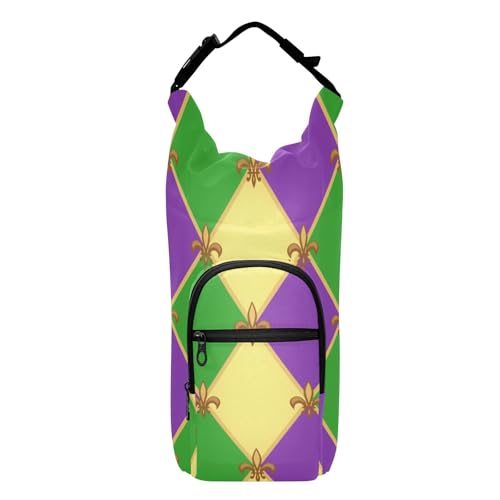 Bonito soporte para botella de agua con diseño de Mardi Gras, elegante funda de transporte para botella de agua de 20/24/32/40 onzas, Bonito diseño de cuadros de Mardi Gras, 1 size, Claásico