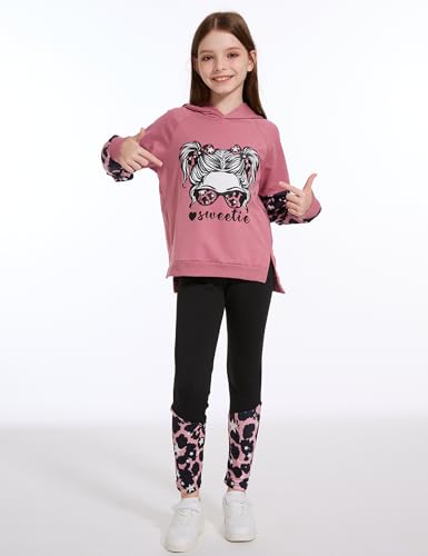 Image of Gaupafmb Girls Clothes Cool Girl Print Tie Dye Hoodie Pullover Sweatshirt Leggings 2PC Outfits