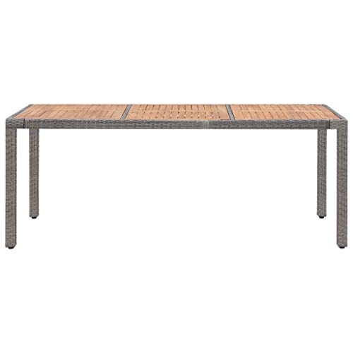 vidaXL Akazienholz Massiv Gartentisch für 8 Personen Garten Esstisch Balkontisch Terrassentisch Gartenmöbel Tisch Grau 190x90x75cm Poly Rattan – Bild 3