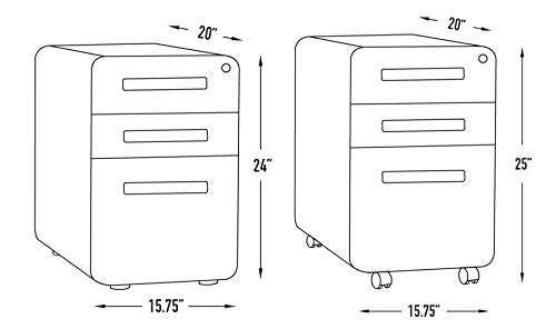 Laura Davidson Furniture Stockpile 3-Drawer Mobile File Cabinet, Commercial-Grade, Pre-Assembled (White/Wood) #TOP2